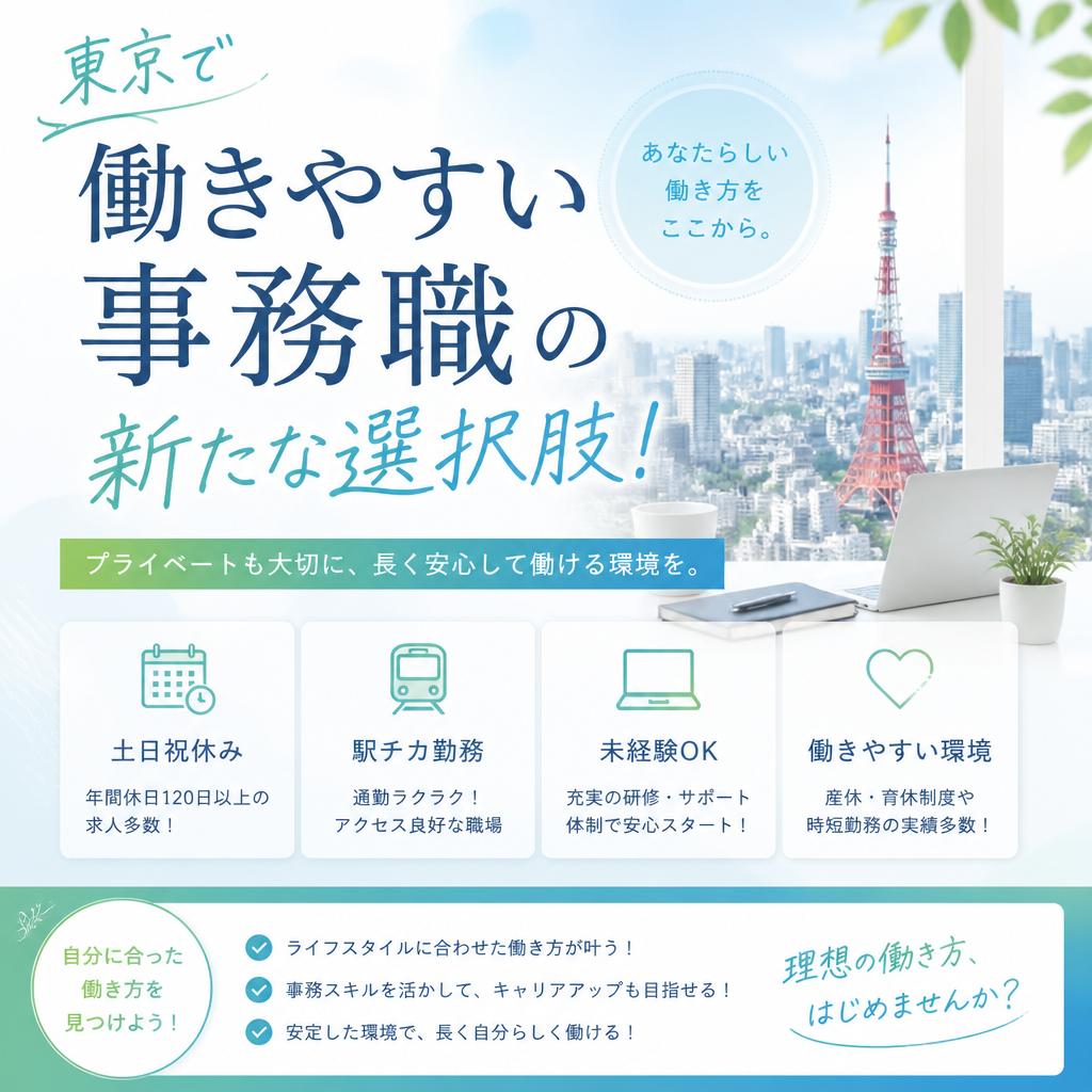 東京で働きやすい事務職の新たな選択肢！